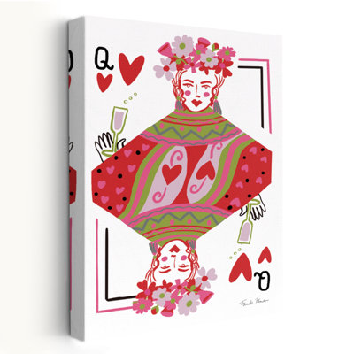 Queen of Hearts - Art floral de jeux de cartes
