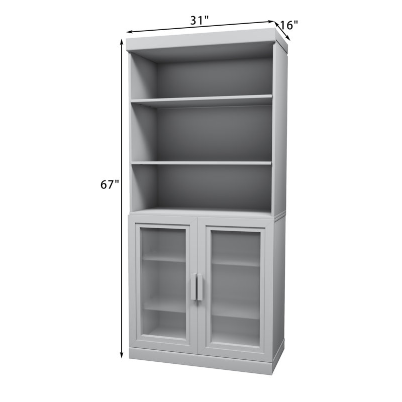 Eve 67'' Storage Bookcase With 2-Door Cabinet, Black