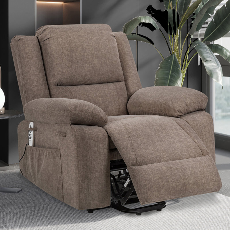 Fauteuil inclinable électrique avec massage, poche latérale, Brun
