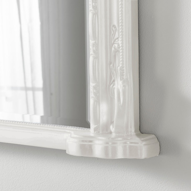 Overmantle Arched Bevelled Victorian Mirror, White