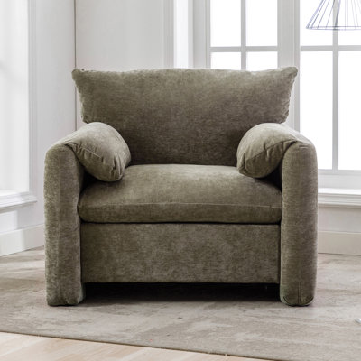 Fauteuil d'appoint surdimensionné en chenille avec méridienne et méridienne pour un confort et une élégance ultimes dans le salon