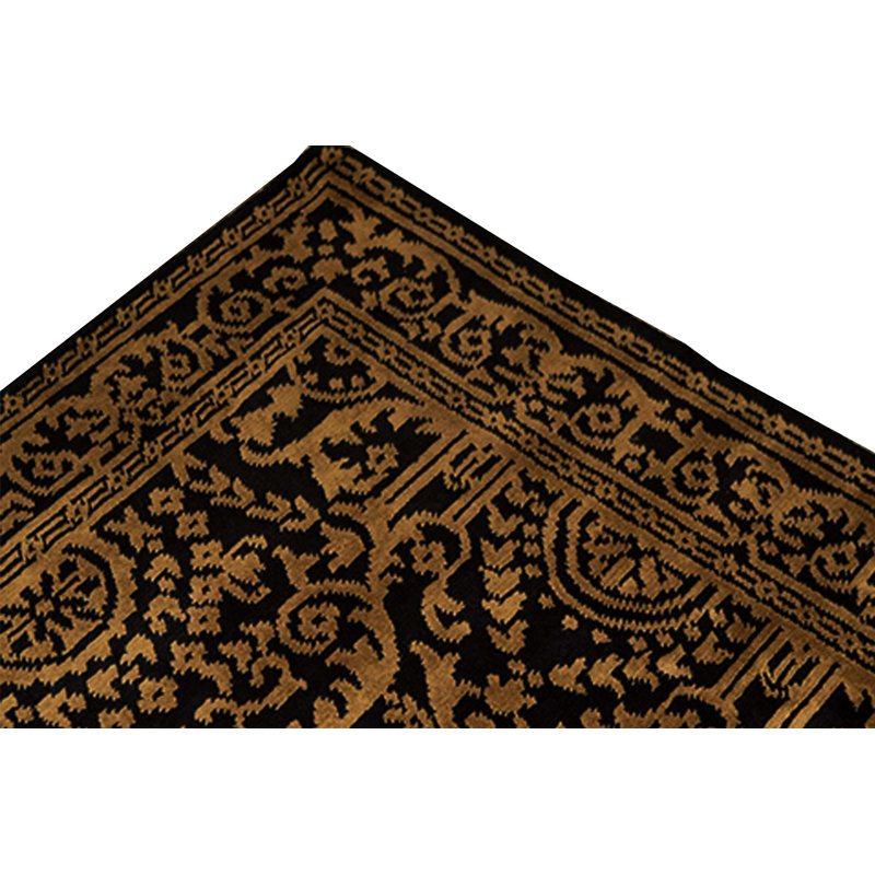 Oriental Hand-Knotted Wool Black/Gold Area Rug