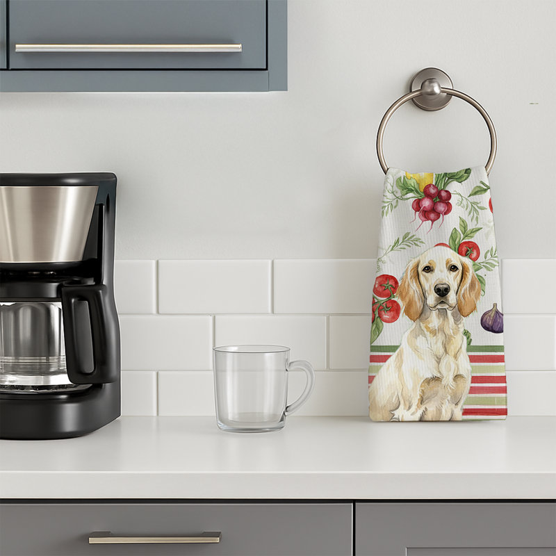 Lemon Belton English Setter Vegetables Kitchen Towel, Lemon Belton English Setter