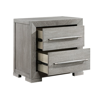 Table de chevet moderne avec 2 tiroirs de rangement et poignées en bois chic de 26,5 pouces de hauteur