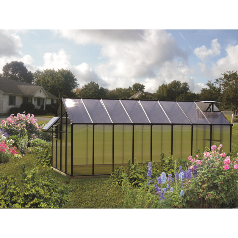 Mont Mojave 8' W x 24' D Greenhouse, Black, 90" H x 101" W x 16" D