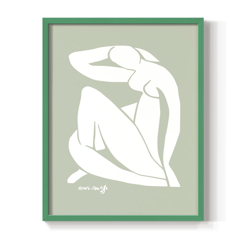 Matisse CDXCII, reproduction encadrée - bois massif, Cadre simple vert, H 10 po x l 8 po