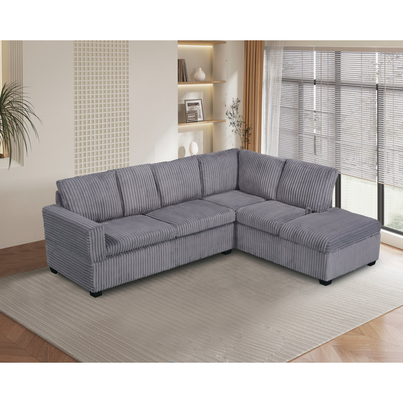 Canapé modulaire 2 pièces Elinborg, Velours côtelé gris