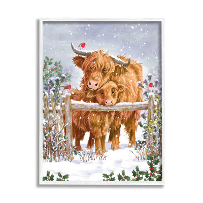 " Winter Cattle Cuddling Snow Scene " by Pip Wilson Painting Print