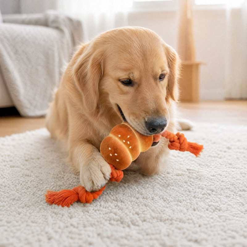 hemp rope Rope Pet Toy Squeaky Interactive Accompany Chew Toy For Cats Dogs Soft Stuffed Play Toy Indoor And Outdoor Common Lasting For Pet
