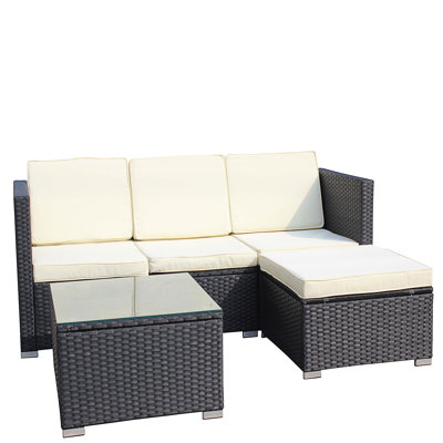 Ensemble de canapé et de table basse 5 pièces en rotin et osier