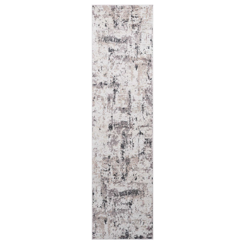 Stain Area Rug In Cream/Brown - Non-Shedding, Enhances Dining Room Style , Ideal For Dorm, Runner 2'1" x 7'11"