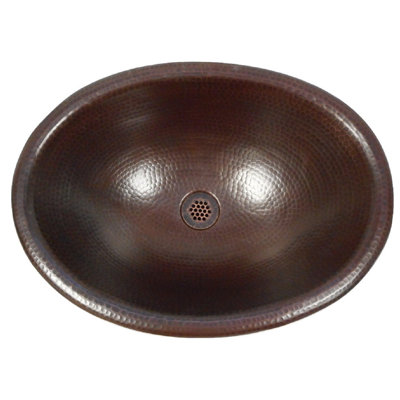 19" Oval Copper Bathroom Sink Dual Mount with Grid Drain