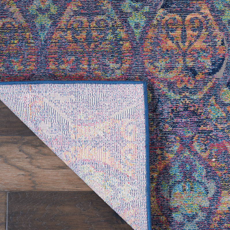 Tapis à motif oriental mauve / bleu Dalrymple, Rectangle 2 pi x 6 pi