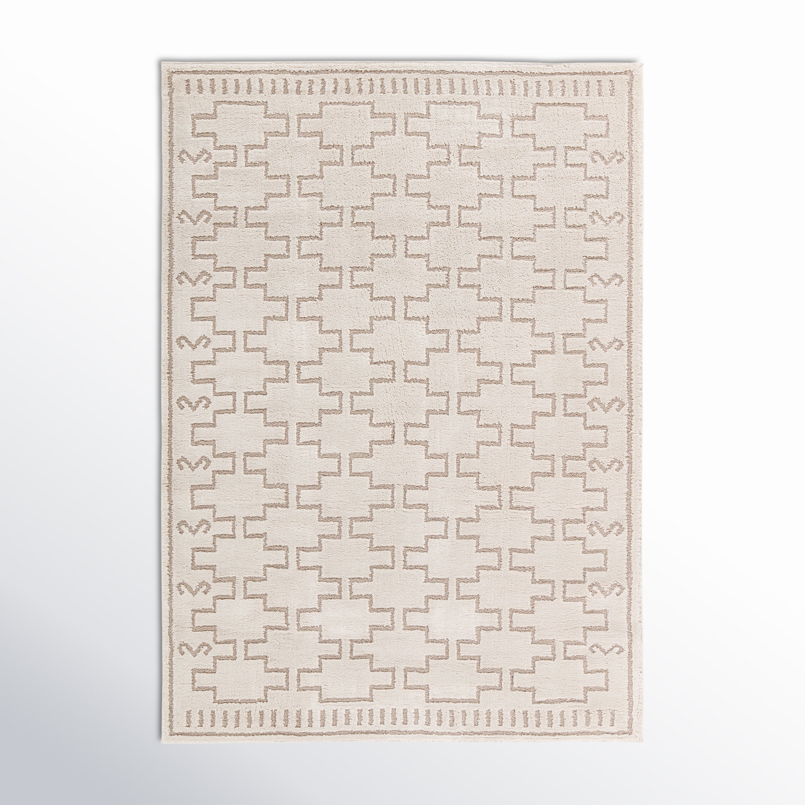 Meret Ivory Beige Trellis Rug, Rectangle 8'10" x 12'