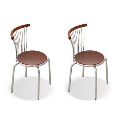 Chaise d'appoint à dossier brun et argent massif (ensemble de 2)