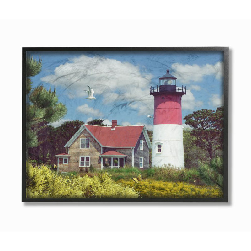 «Nauset Lighthouse Forest and Fields Scene with Seagull», reproduction de photo, H 24 po x l 30 po