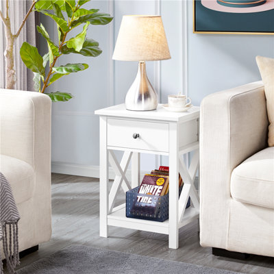 1 Drawer Bedside Table with X-Shape Frame