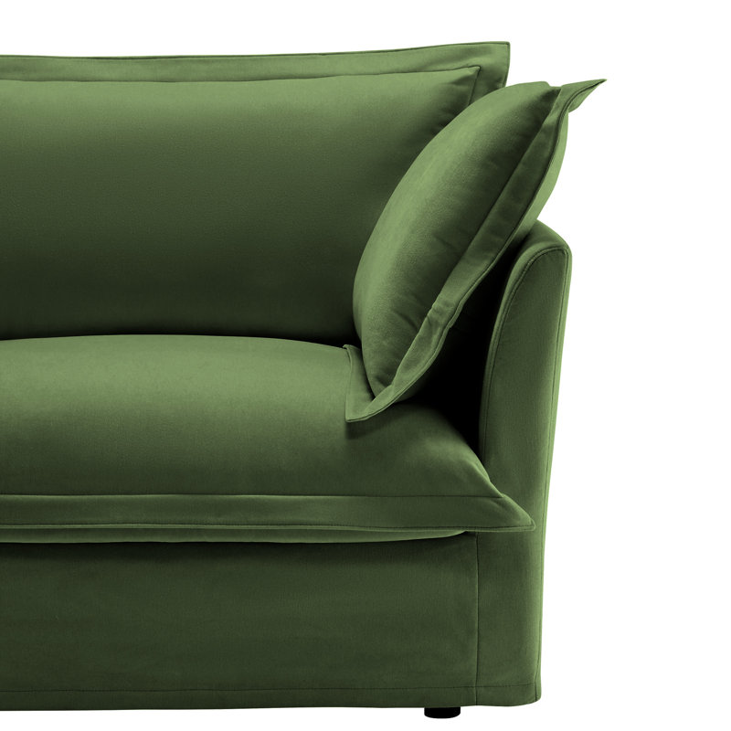 Canapé modulaire 3 places avec housse en chenille et siège profond pour le salon, Chenille verte