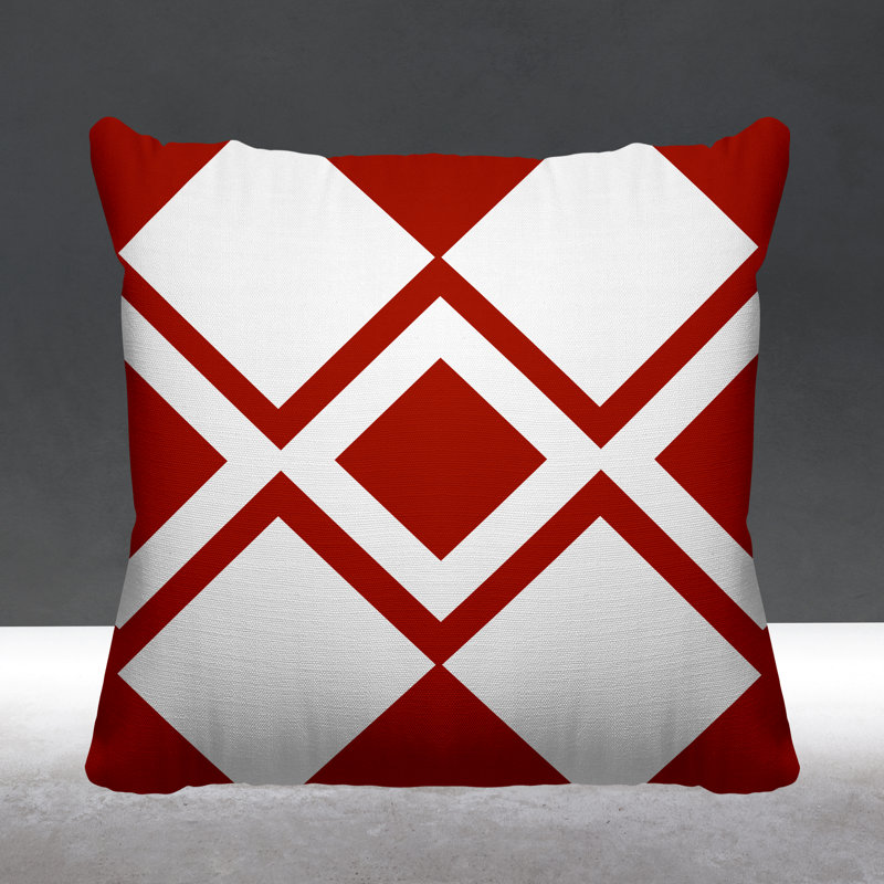 Coussin décoratif intérieur / extérieur Halsey Loop, L 19 po x H 19 po, Rouge