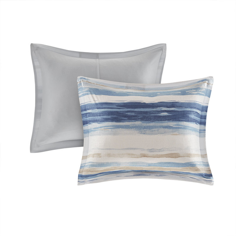 Full Blue Microfiber 8-Piece Comforter and Quilt Set