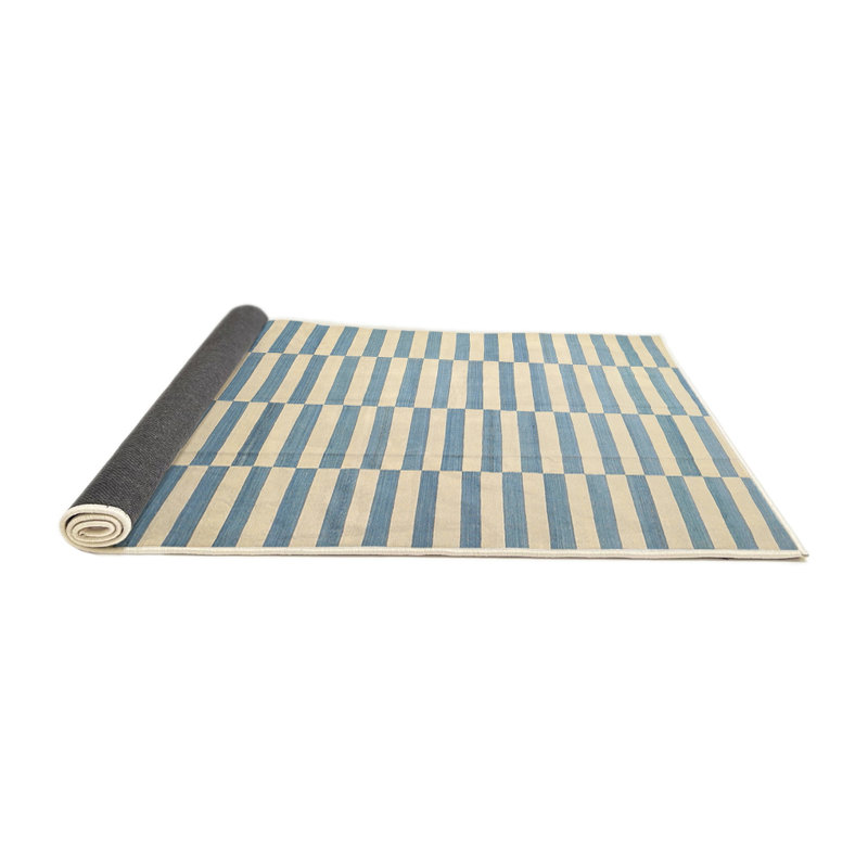 Tapis contemporain bleu / jaune, Carré 5 pi