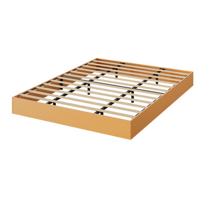 Base de lit plateforme en bois, assemblage facile, support de lattes en bois robuste sans tête de lit - aucun sommier requis (Burlywood, très grand californien)