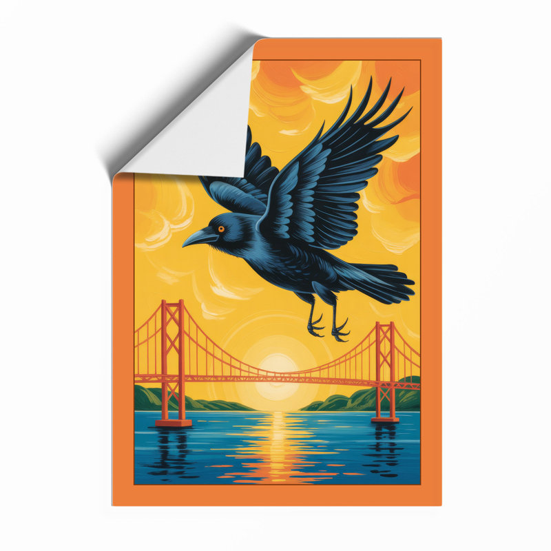 Flight Over Golden Waters Modern - Print, Unframed, A4 - 29.7 x 21.0 cm