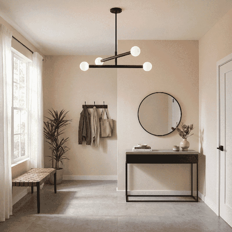 Omied 4-Light Chandelier in Matte Black, Matte Black