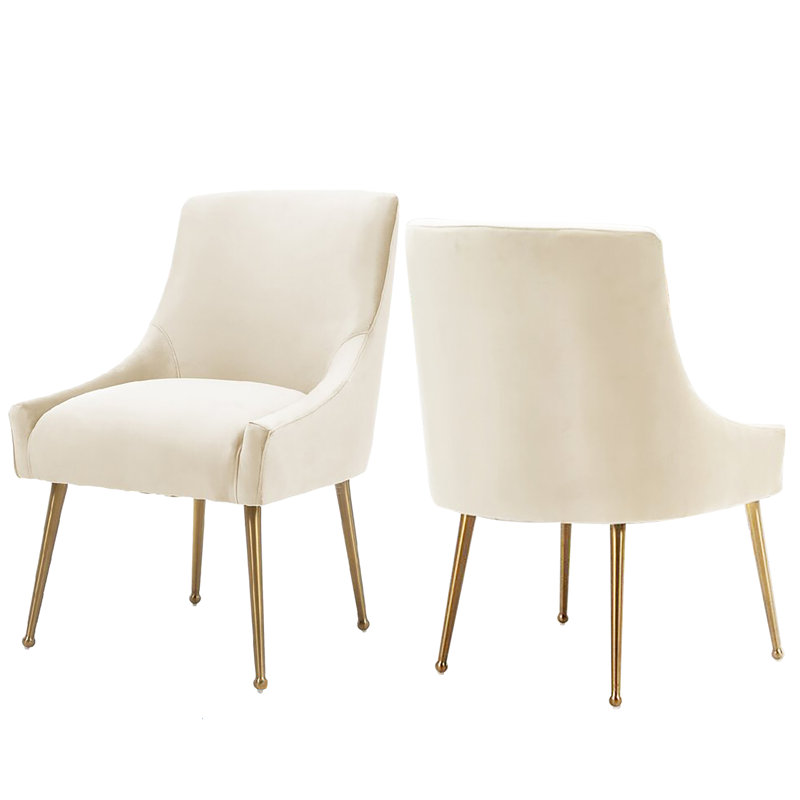 Johileny Velvet Side Chair, Beige Velvet