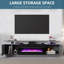 Meuble télé Bhhatu à 2 niveaux de 80 po avec foyer électrique brillant, gris-567540638-568119052