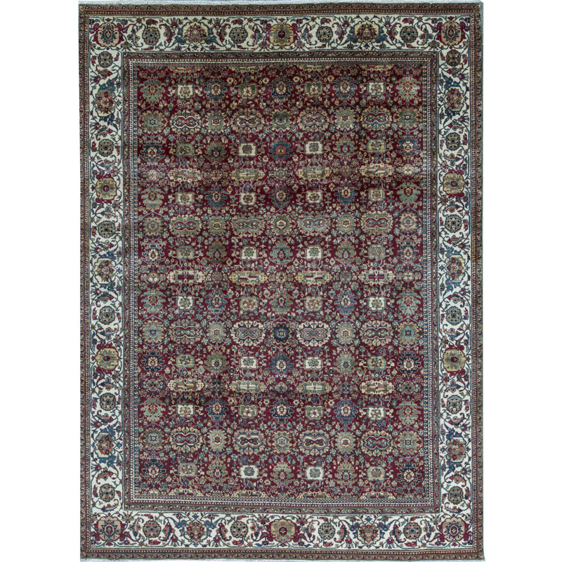 Tapis rouge et crème noué à la main de haute qualité