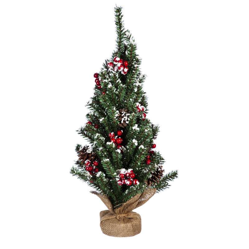 Décoration de table pour arbre à neige et baies couvertes