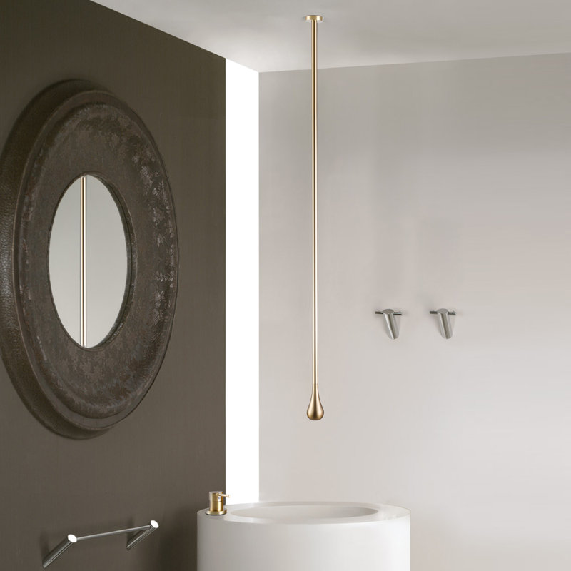 Modern Ceiling Mounted Bathroom Faucet, 63" Single Handle Solid Brass Sink Faucet, Brushed Gold