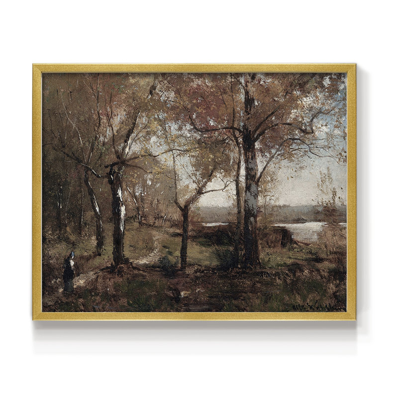 Paysages rétro-CLXII - impression encadrée - réaménageable, H 8 po x l 10 po, Doré