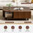 Wood Coffee Table with Storage & Fluted Sliding Doors for Living room, Unique Leaf-Shaped Design-1168424073