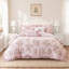 Ensemble de literie complet/queen, couette en microfibre rose à fleurs pour chambre à coucher
