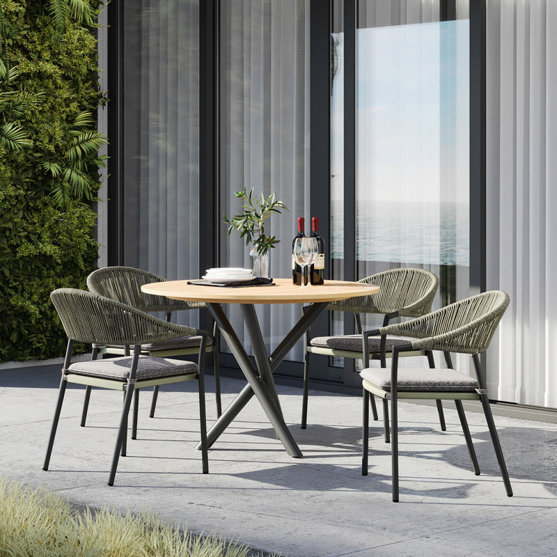 Claudia 4 Seater Dining Set, Green