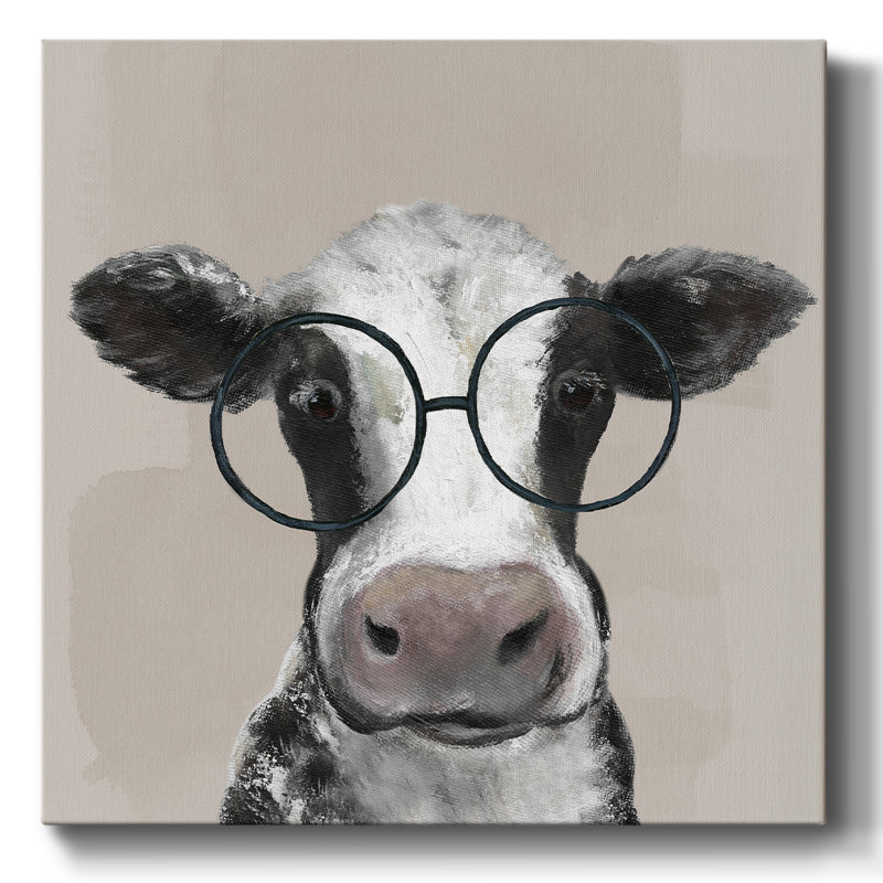 «Playful Cow», toile tendue avec châssis, H 24 po x l 24 po x P 1,5 po