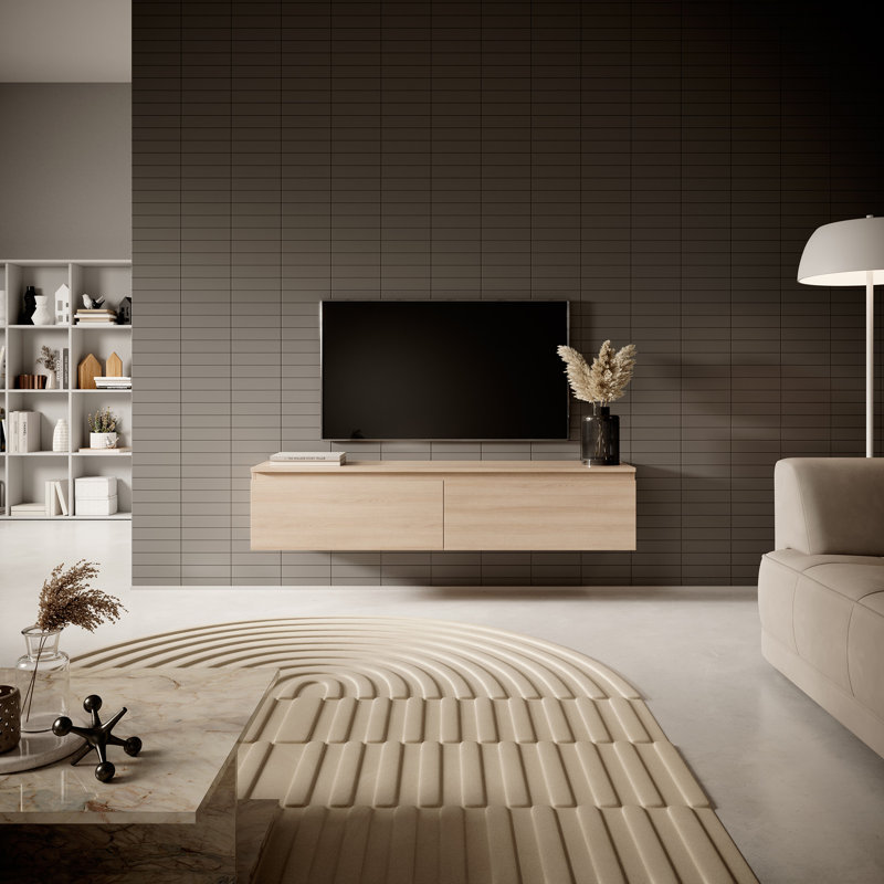 Ashauna TV Stand, 30cm H x 140cm L x 31.6cm W, Grey/Gold
