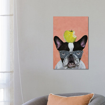 French Bulldog With Apple by Coco de Paris - 1 Piece Wrapped Canvas Wall Art