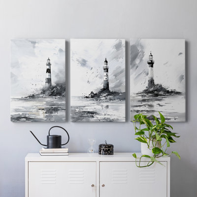 Série Sea and Shore Cxxxiv - Ensemble de toiles tendues avec châssis Premium - Prêt à être accroché