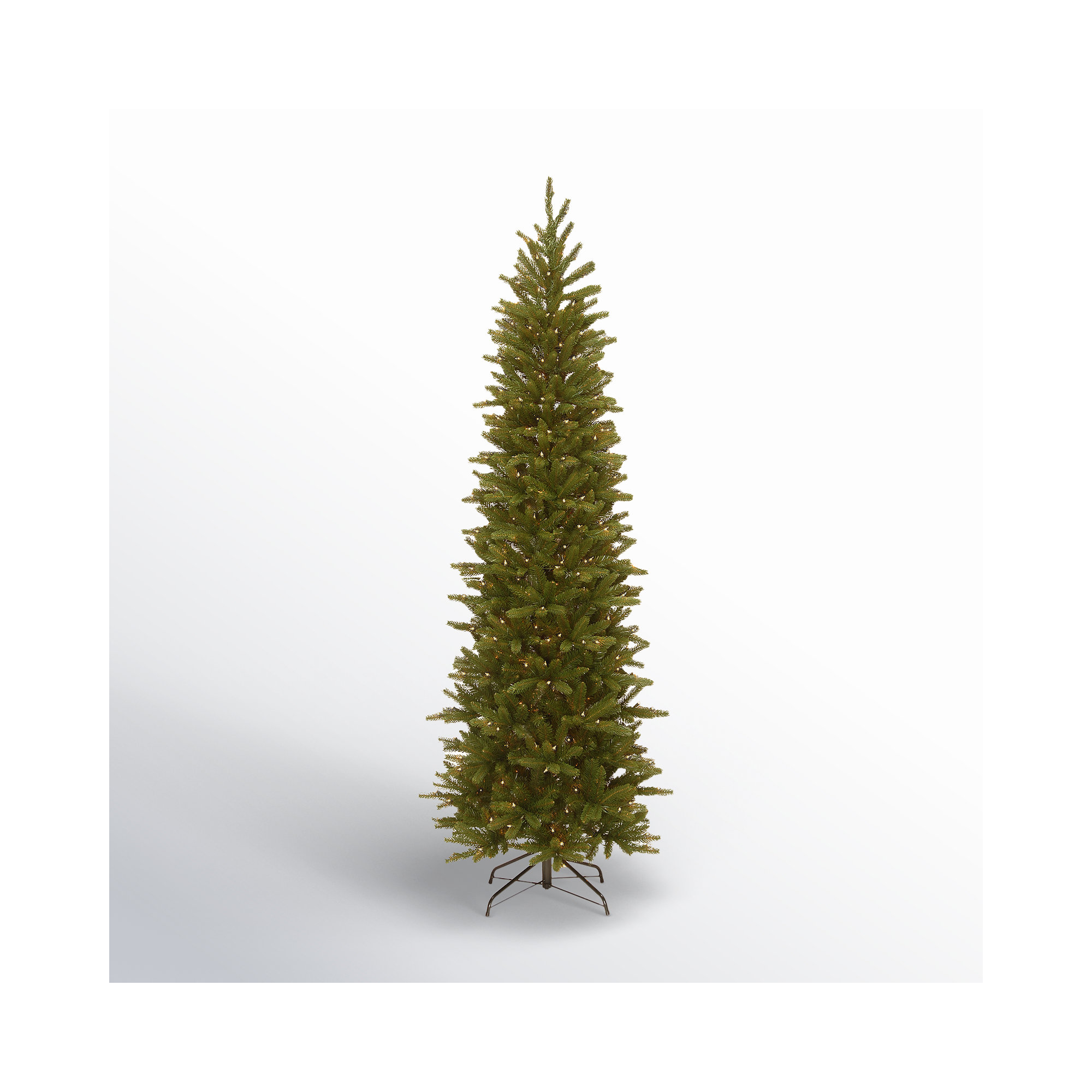 The Holiday Aisle® Grande Fir Pencil Slim Tree with Clear Lights, 7.5'