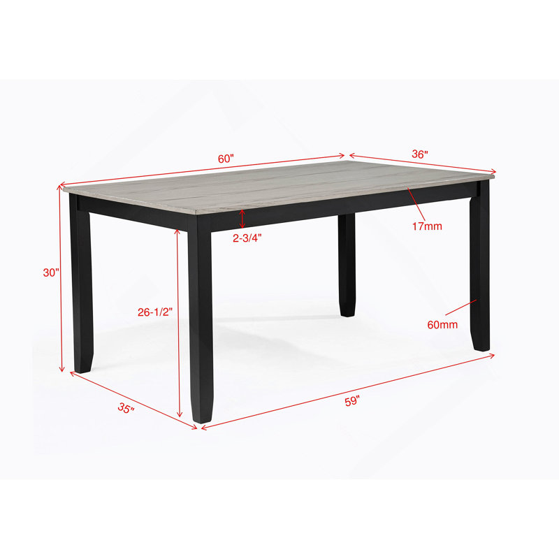 Ensemble de salle à manger 6 pièces, table rectangulaire avec chaise rembourrée et banc