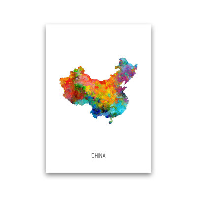China Watercolour Map by Michael Tompsett - Print