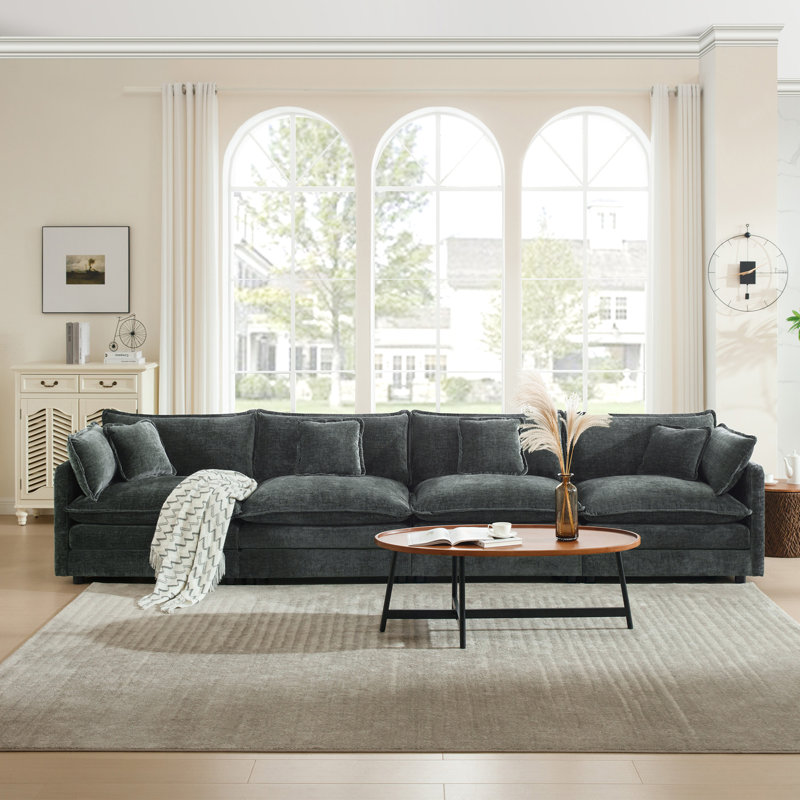 Sofa, 4 Seater Sofa, Chenille Sofa, For Living Room, Gray