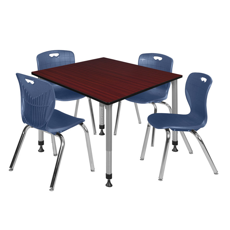 Ensemble de table de salle à manger L 42 po Romig Kee, H 34 po x L 48 po x l 48 po, Acajou, Bleu