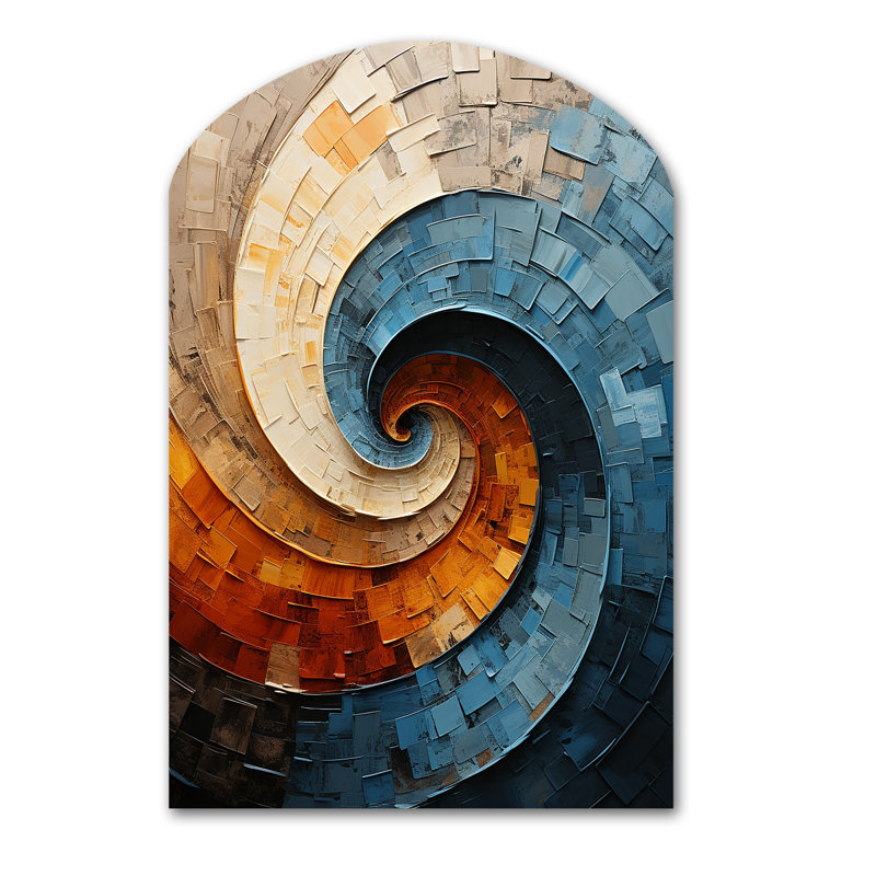 Landis Collage Spiral - voûte abstraite en spirale, décoration murale en métal, H 34 po x l 25 po