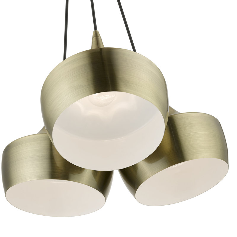 Luminaire suspendu grappe en laiton antique 3 lumières