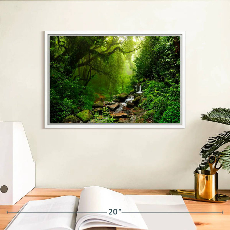 Forest Stream, 13" X 9", Floating Frame White