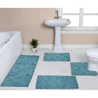 Schoenberger Floral Design Bath Rugs (Set of 4)